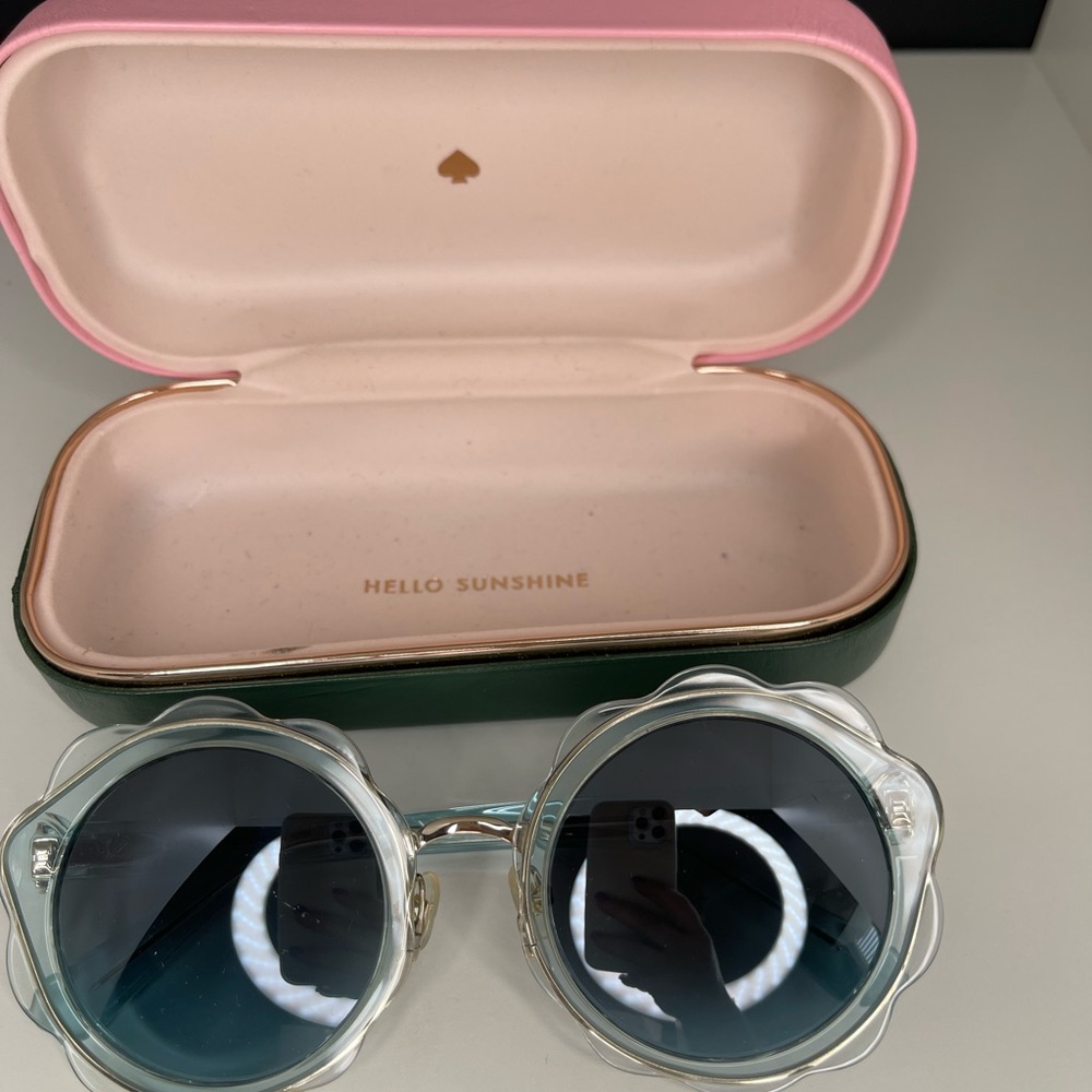 Kate Spade Floral Round Sunglasses with Pink and Green Case